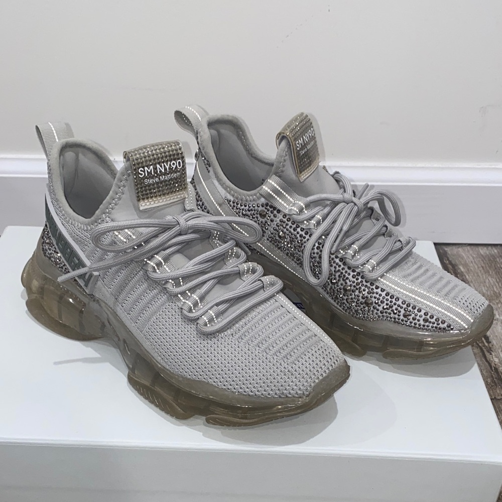 Steve Madden Gray Sneakers with Sparkle Detail